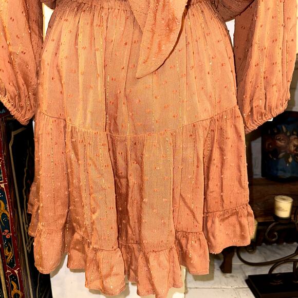 L*SPACE "STAY GOLDEN" BOHO DRESS REVOLVE CLOTHING CHALLIS W/ LUREX THREADS - Picture 7 of 10